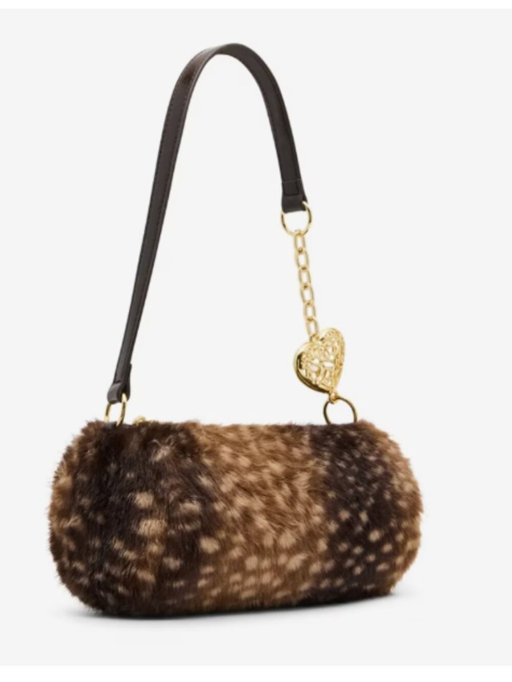 NWT BETSEY JOHNSON XOROLLY BROWN TAN FAUX FUR SHOULDER BAG PURSE